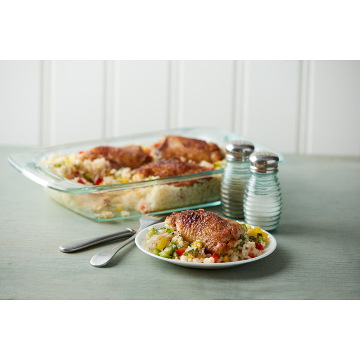 071160060586 PYREX EASY GRAB 1.9L OBLONG BAKING DISH C/ TAPA PLASTICO ROJO