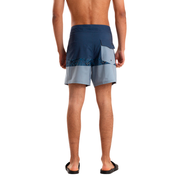 Quiksilver Shorts de Baño Masculino Moda Boardshort Panel Azul-Gris
