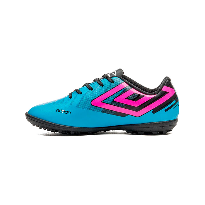 U07FB00286-310 Umbro Calzados Society Niños Futbol Action Jr Atomic Blue/Black/Pink Glo