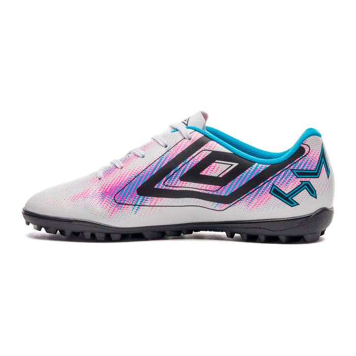 U01FB00329-230 Umbro Calzados Society Masculino Futbol Heatmap White/Atomic Blue/Pink Glo