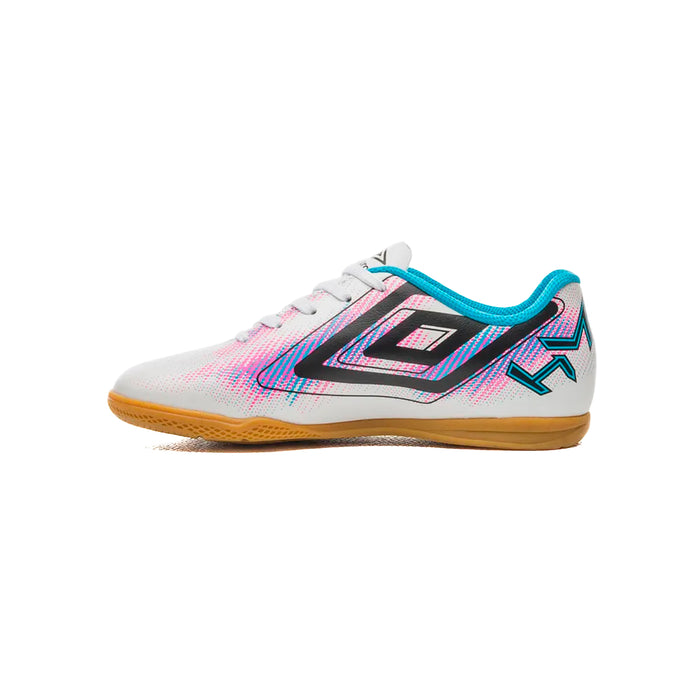 U07FB00335-230 Umbro Calzados Indoor Niños Futbol Heatmap Jr White/Atomic Blue/Pink Glo