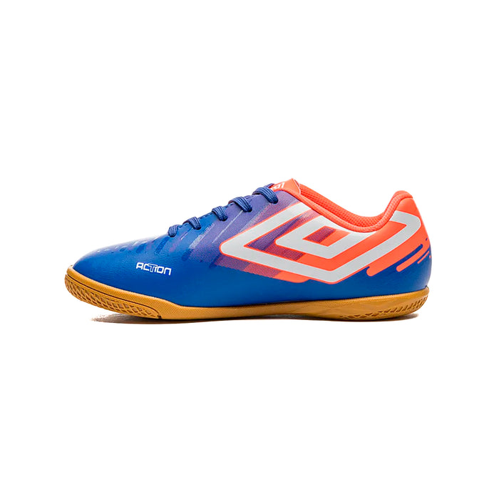 U07FB00285-302 Umbro Calzados Indoor Niños Futbol Action Jr Royal/Coral/Blanco