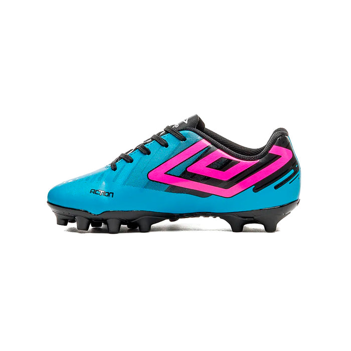 Umbro Campo Junior Futbol Action Jr Azul Electrico/Preto/Rosa
