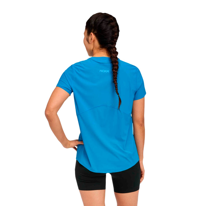 Hoka Remeras Femenino Running Airolite Run Short Sleeve Blue