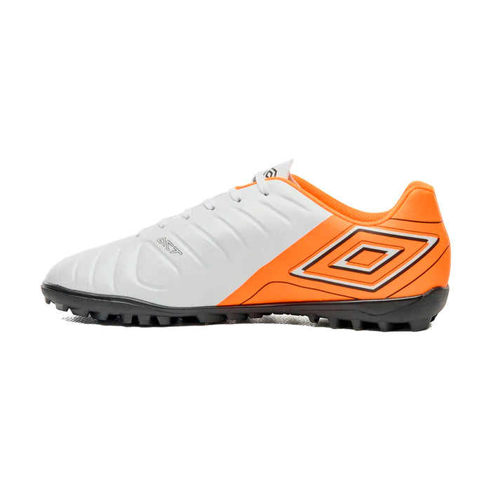 U01FB00325-261 Umbro Calzados Society Masculino Futbol Fifty VI League Blanco/Naranja Fluor/Negro