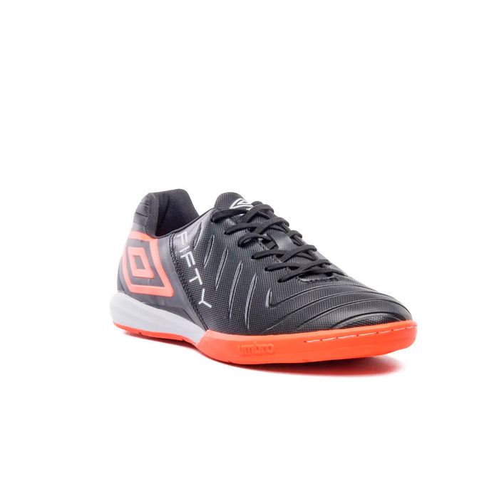 U01FB00324-102 Umbro Calzados Indoor Masculino Futbol Fifty VI Black/Fiery Coral/White