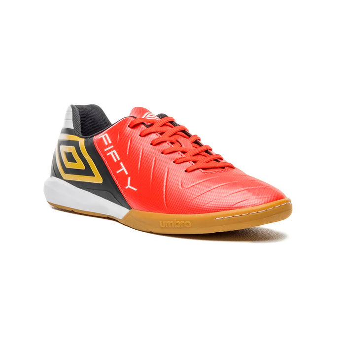 U01FB00324-410 Umbro Calzados Indoor Masculino Futbol Fifty VI Flame Scarlet/Black/White