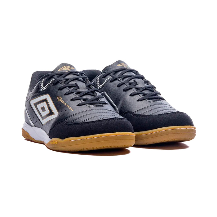U01FB00220-129 Umbro Calzados Indoor Masculino Futbol X Comfort Negro/Blanco/DoradO