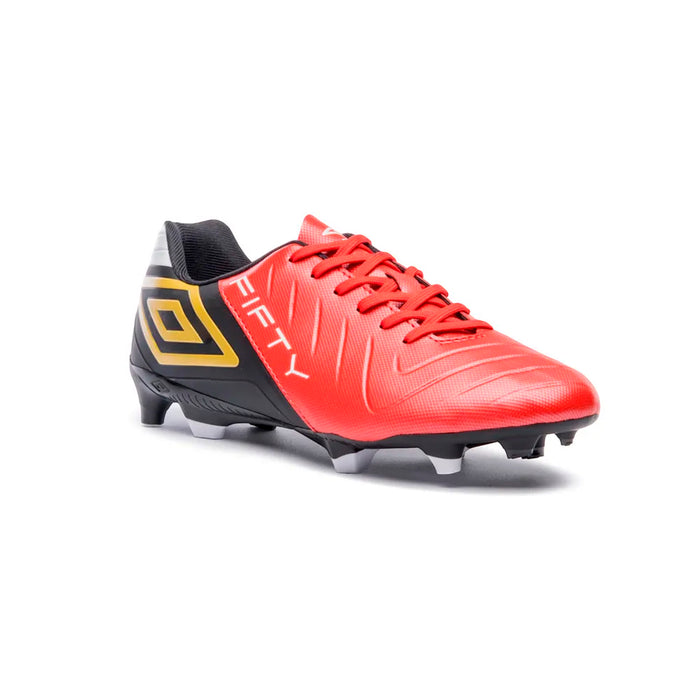 U01FB00313-410 Umbro Calzados Campo Masculino Futbol Fifty VI Flame Scarlet/Black/White
