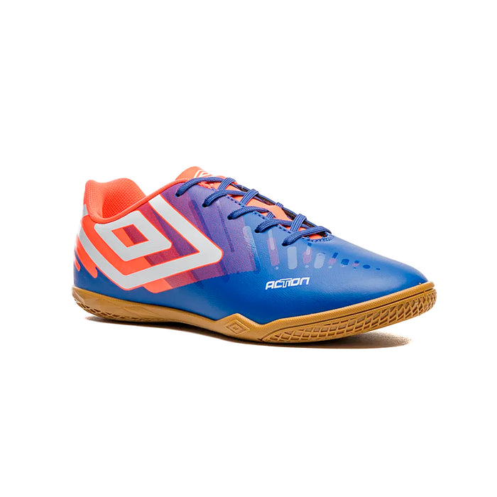 U01FB00250-302 Umbro Calzados Indoor Masculino Futbol Action Dazzling Blue/Fiery Coral/White