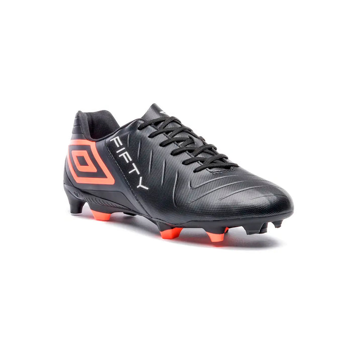 U01FB00313-102 Umbro Calzados Campo Masculino Futbol Fifty VI Black/Fiery Coral/White