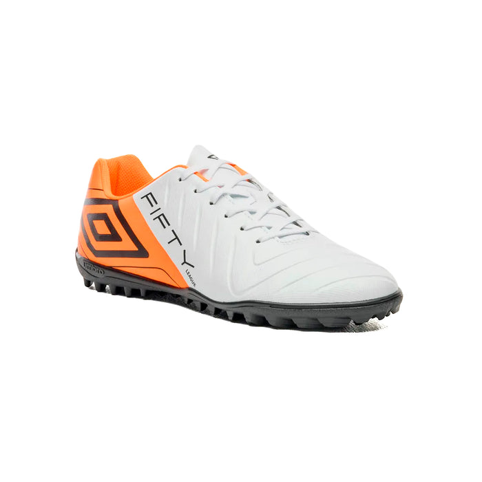 U01FB00325-261 Umbro Calzados Society Masculino Futbol Fifty VI League Blanco/Naranja Fluor/Negro