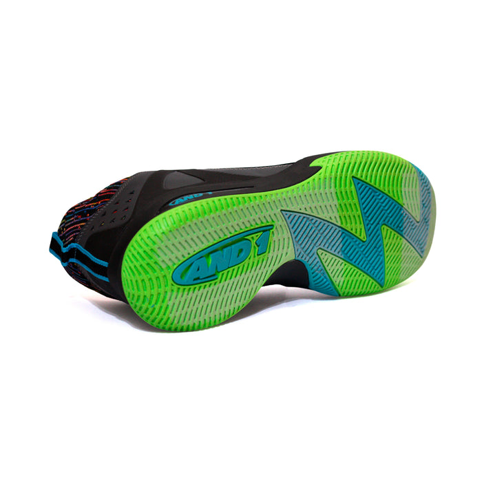 AD90104M-BVK AND1 CALZADOS DEPORTIVOS MASCULINO BASQUET TAKE OFF 3.0 BLACK/DK GREY/LT GREEN