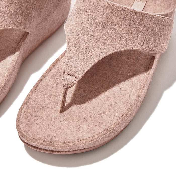 FitFlop Sandalias Femenino Shuv E01 Adjustable Felt Toe-Post Sandals Beige