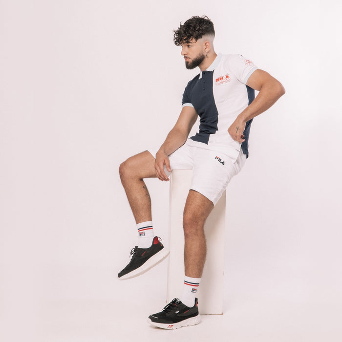 SS22SPM253-758 Fila Polo Shirt Masculino Lender Clear Water/Peacoat/White