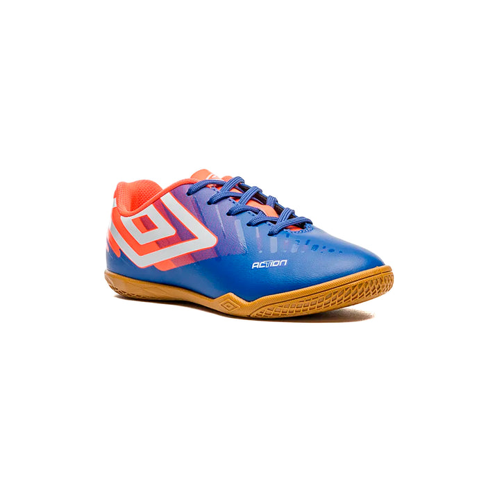 U07FB00285-302 Umbro Calzados Indoor Niños Futbol Action Jr Royal/Coral/Blanco