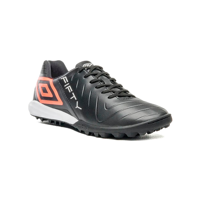 U01FB00347-102 Umbro Calzados Society Masculino Futbol Fifty VI Negro/Coral/Blanco