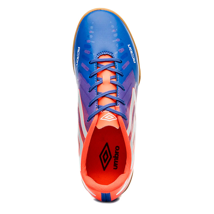 U01FB00250-302 Umbro Calzados Indoor Masculino Futbol Action Dazzling Blue/Fiery Coral/White