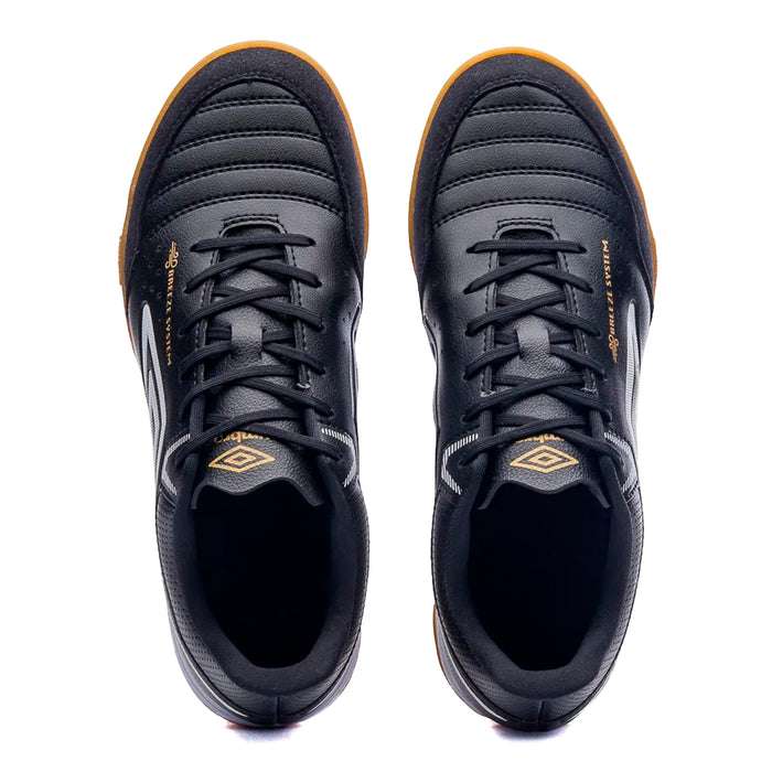 U01FB00220-129 Umbro Calzados Indoor Masculino Futbol X Comfort Negro/Blanco/DoradO