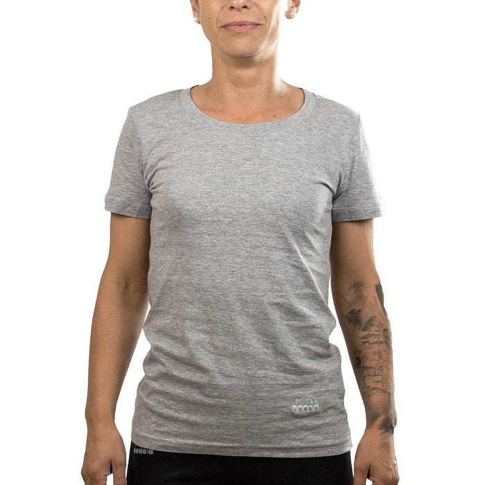 Diadora Femenino T-Shirt Crew_Neck_T-Shirt_Sleeve Stripes Grey