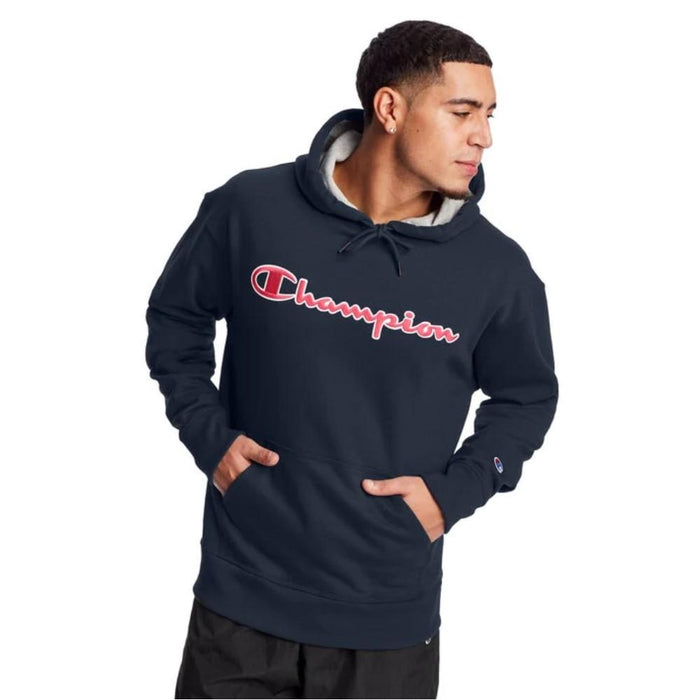 Champion Sweatshirt Masculino Powerblend_Applique_Hoodie Navy